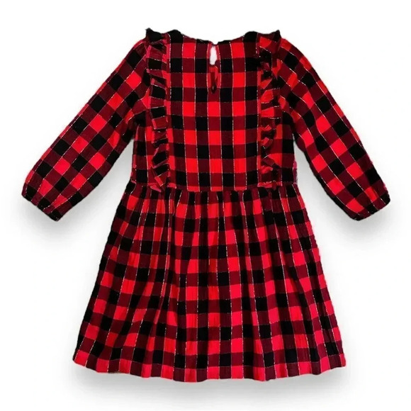 Crewcuts | Ruffle-Trim Buffalo Plaid Flannel Dress (12) ❤️🖤 - Picture 4 of 7